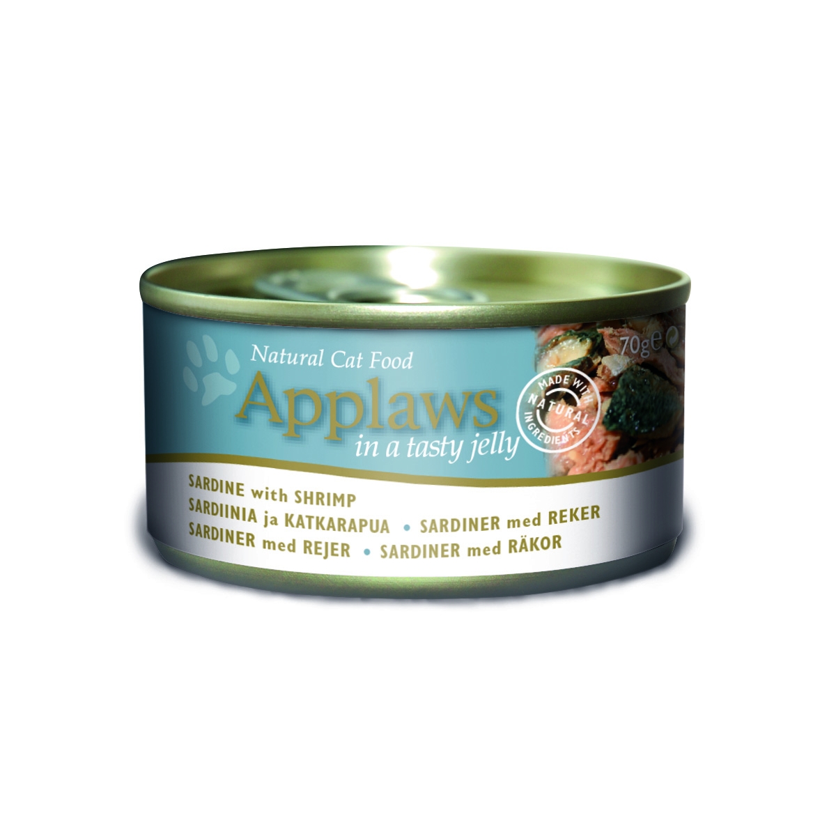 Applaws konservi ar sardīnēm un garnelēm želejā kaķiem, 70 g - Produkta attēls