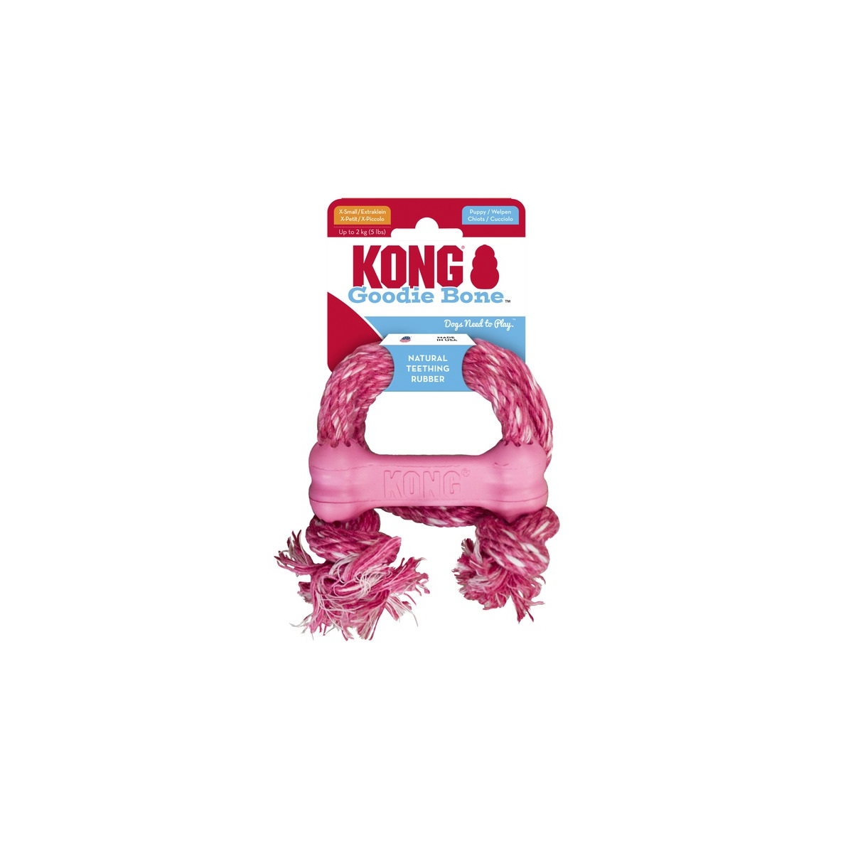 KONG Puppie Goodie Goodie Bone ar virvi kucēniem, XS - Produkta attēls 1