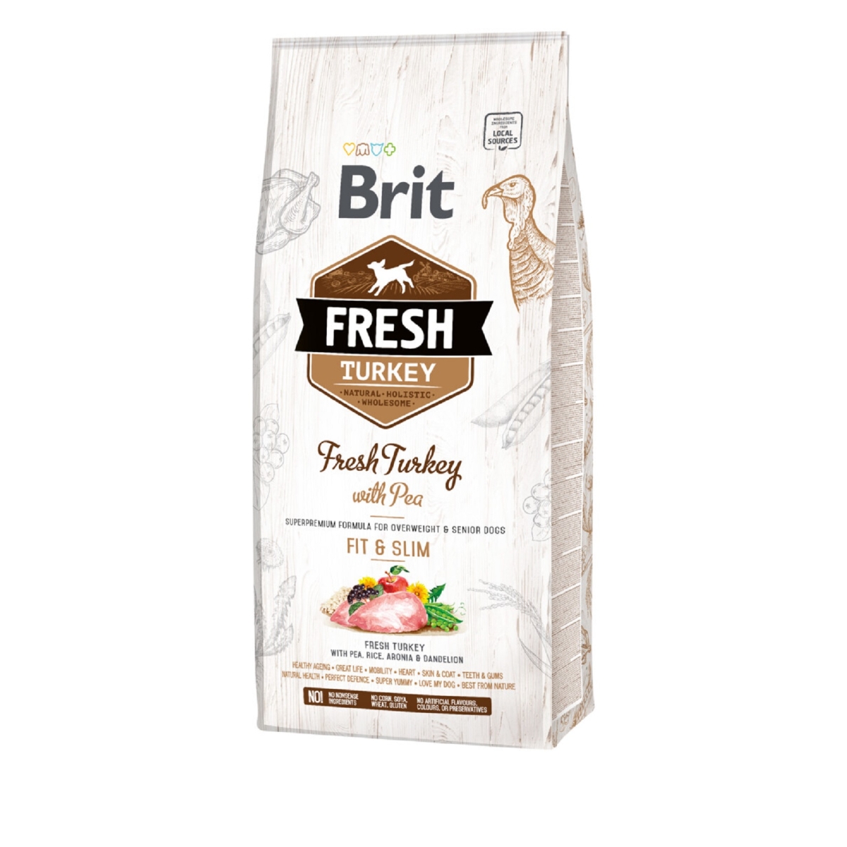 BRIT Fresh Fit&SLim sausā barība suņiem, tītars/zirņi, 12kg - Produkta attēls