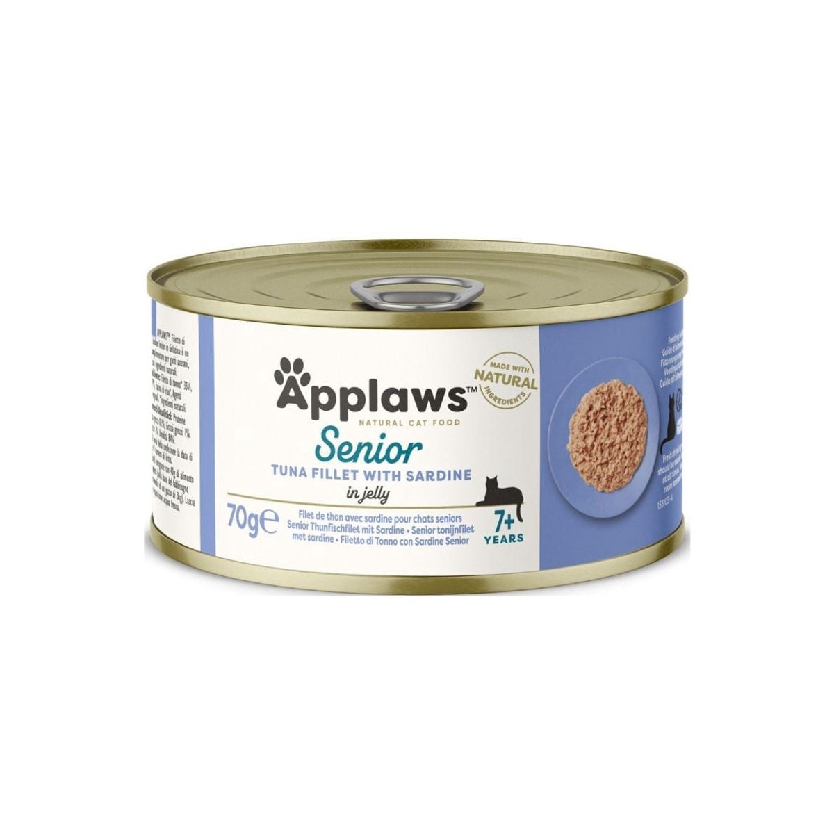 APPLAWS Senior mitrā barība kaķiem,tuncis/sardīnes želejā, 70g - Produkta attēls