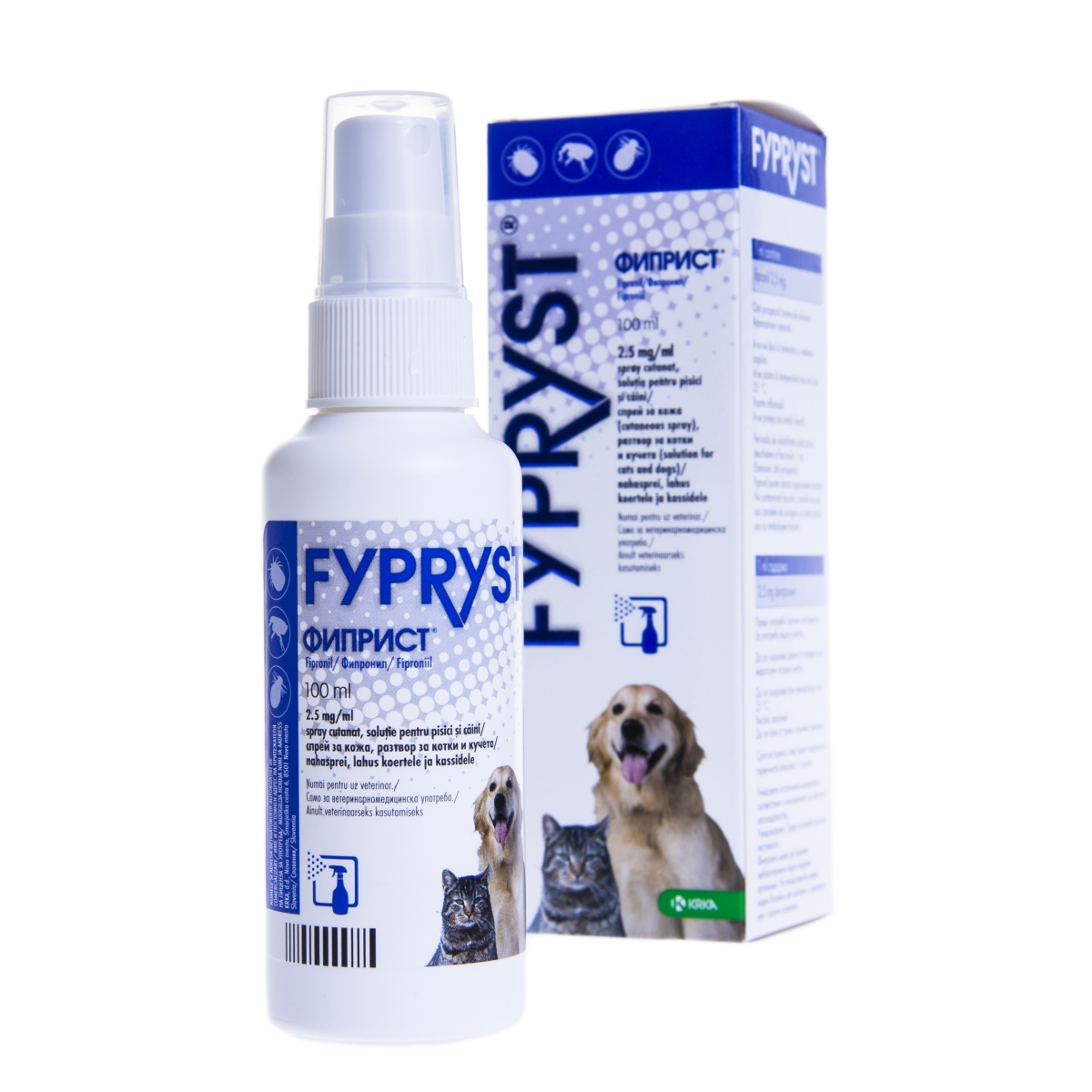 Fypryst Spray pret ērcēm un blusām 100ml suņiem un kaķiem - Produkta attēls