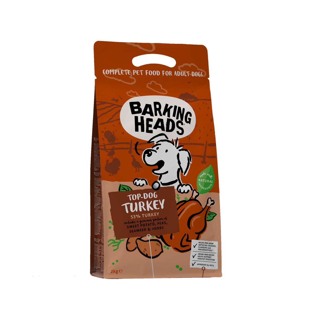 Barking Heads Top Dog Turkey suņu barība, 2 kg