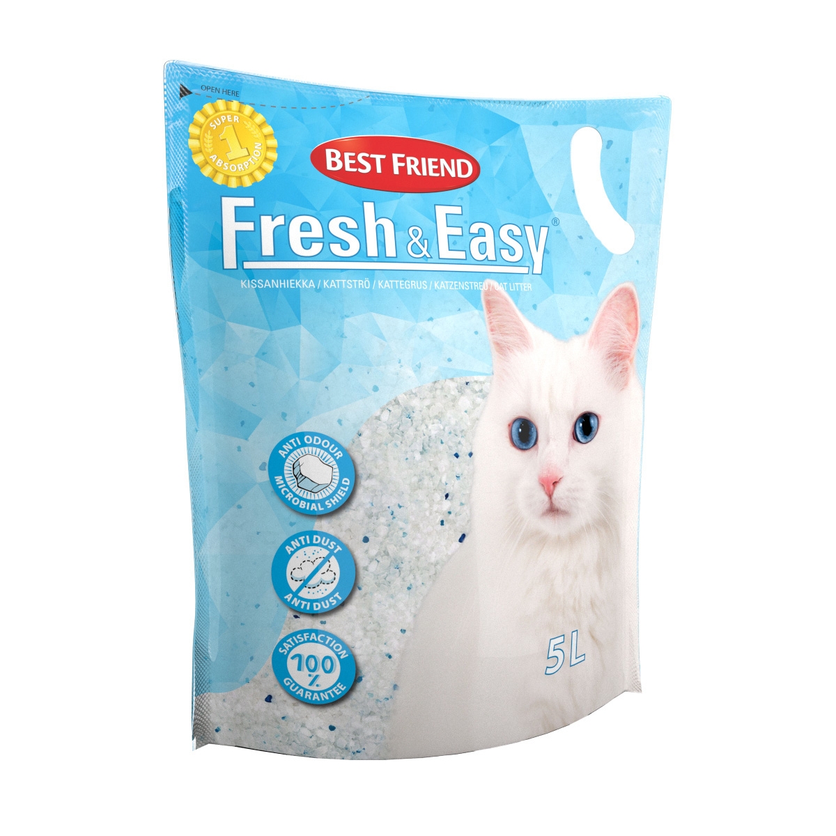 Best Friend Fresh&Easy silikāta kaķu smiltis, 5 L - Produkta attēls