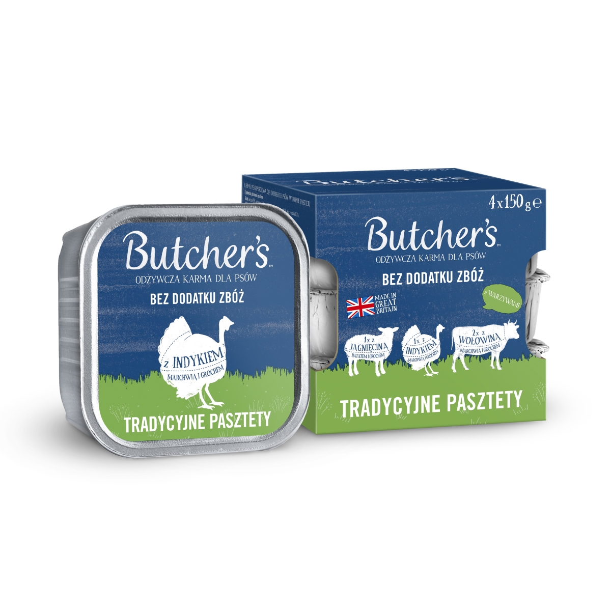 BUTCHERS Original Mix pastēte suņiem jērs/tītars/liellops, 150gx4gb - Produkta attēls