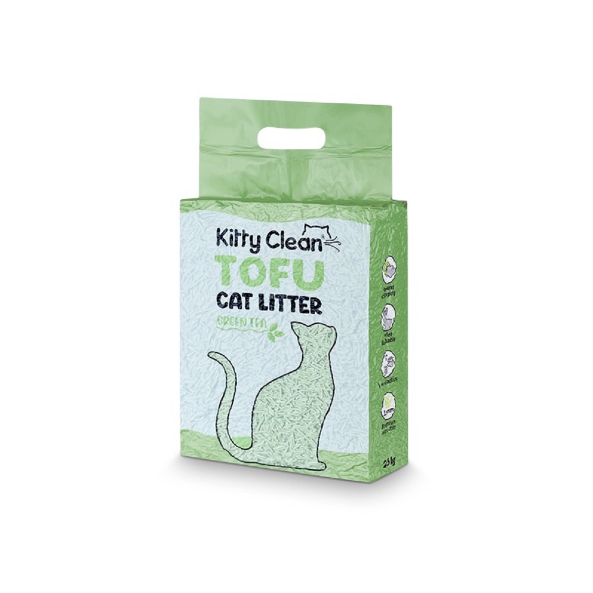 KITTY CLEAN Tofu pakaiši kaķu tualetei, zaļā tēja, 2.5kg - Produkta attēls