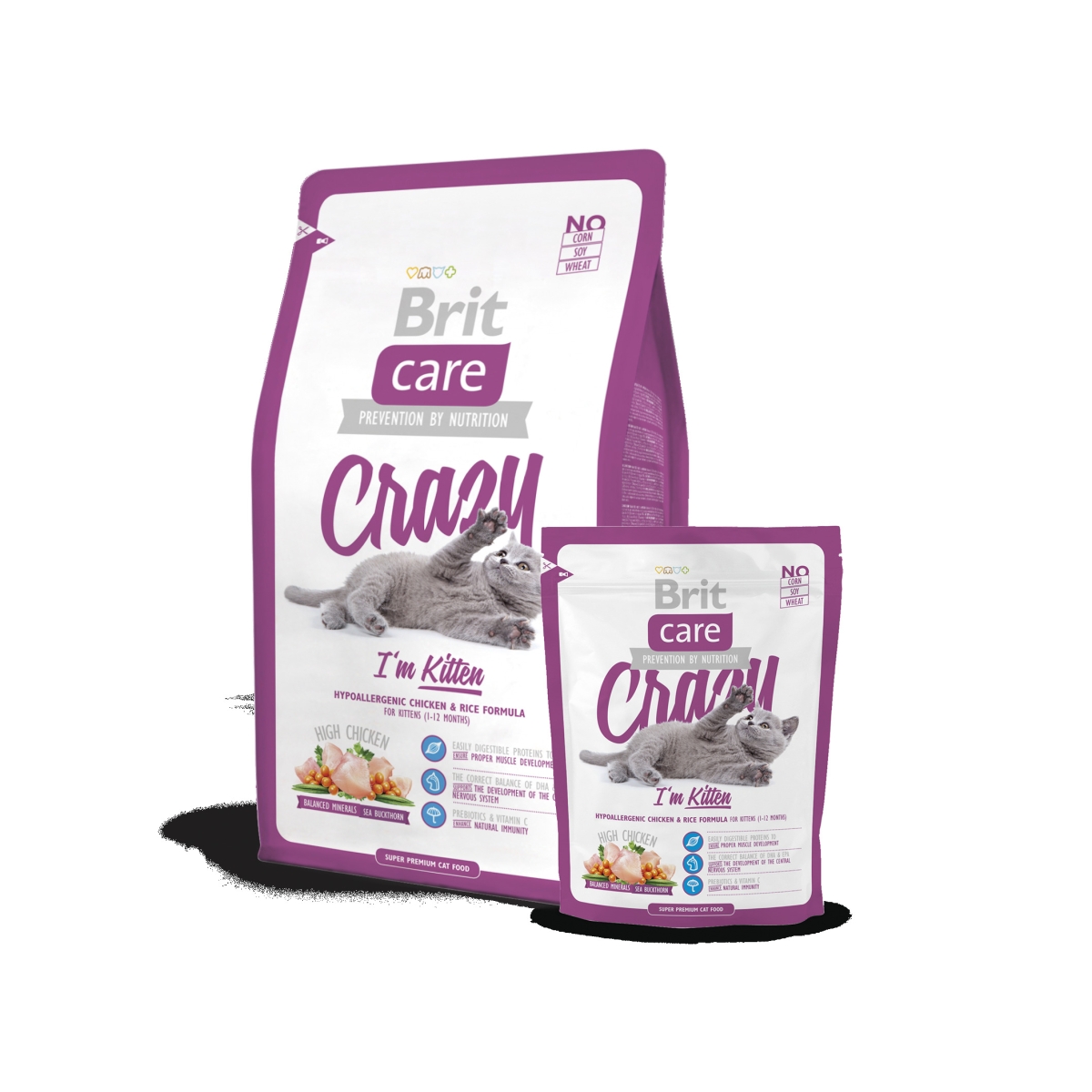 Brit Care barība kaķēniem Crazy ar vistu/rīsiem 0,4kg - Produkta attēls