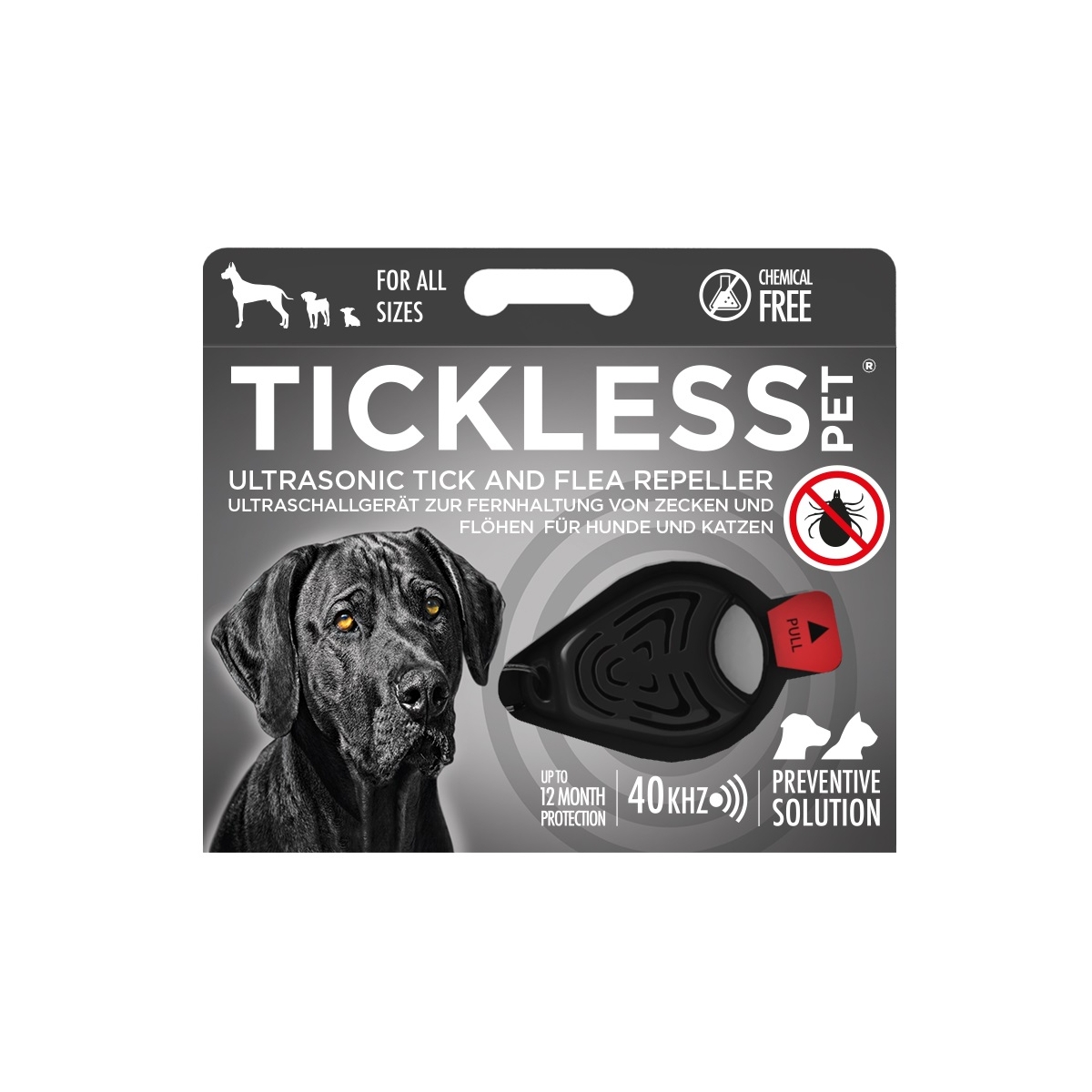 Tickless Pet, ultraskaņas ierīce pret ērcēm un blusām, melna