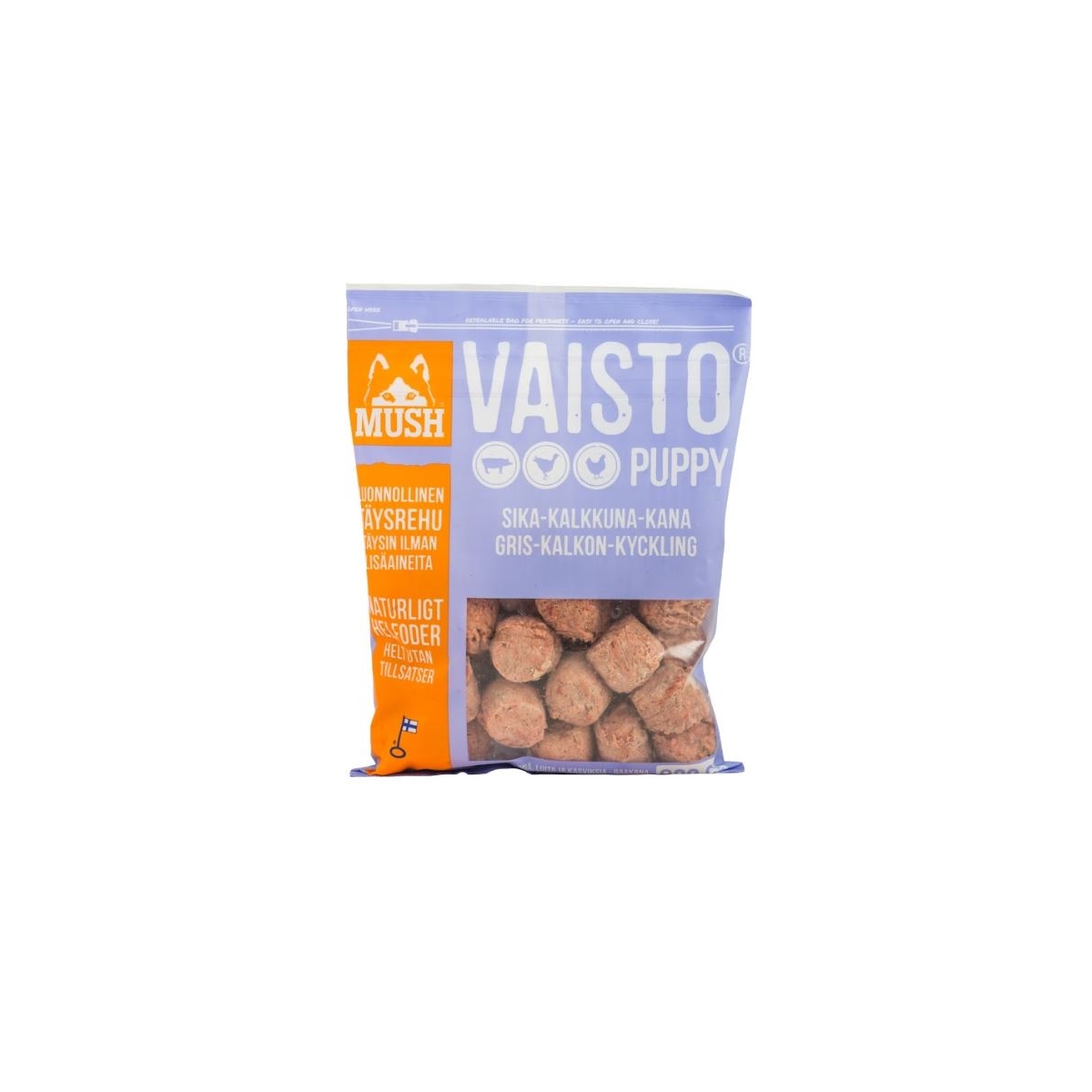 Mush Vaisto barība kucēniem ar cūkgaļu/tītaru/vistu, 800 g - Produkta attēls
