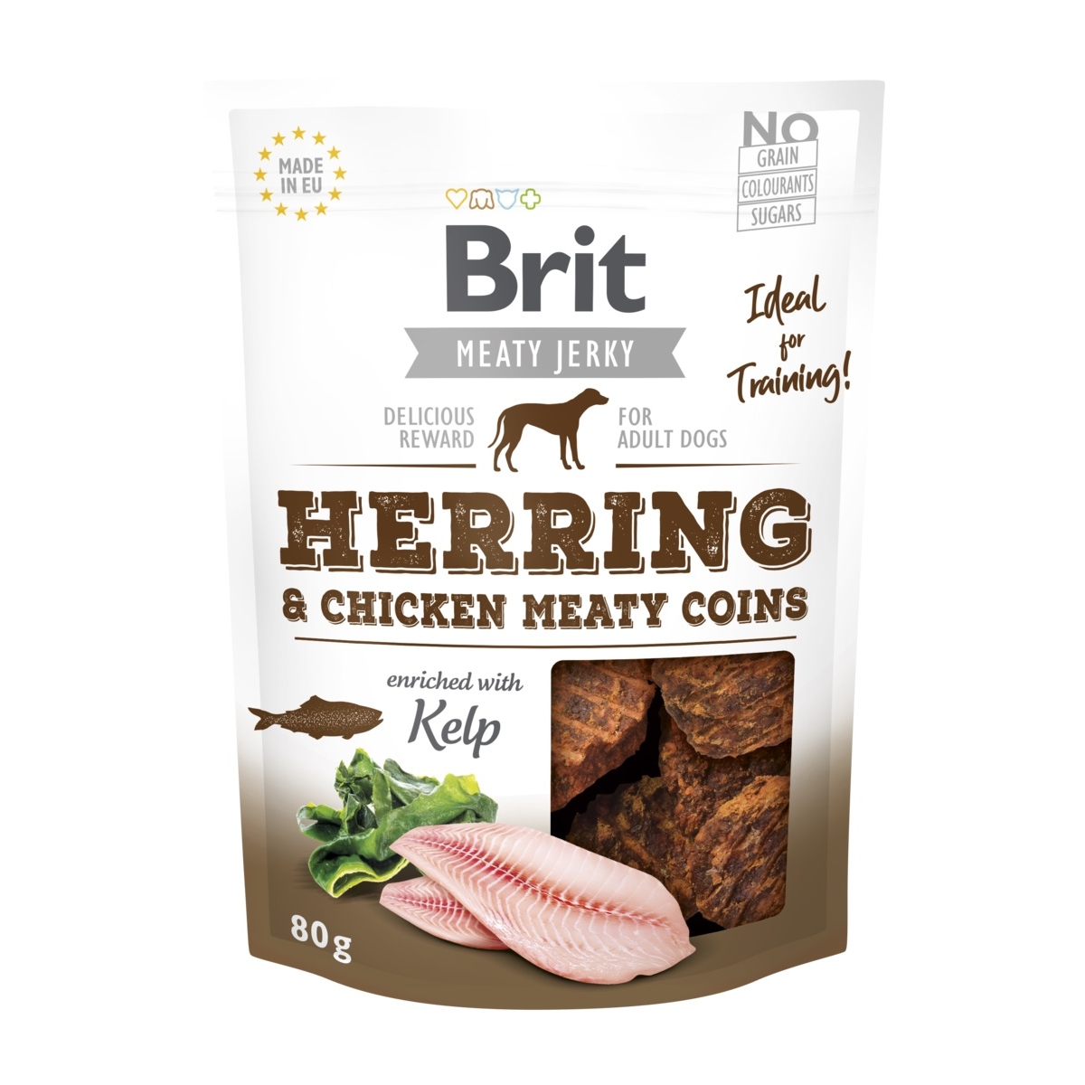 BRIT Jerky Coins gardumi suņiem siļķe/vista, 80g - Produkta attēls
