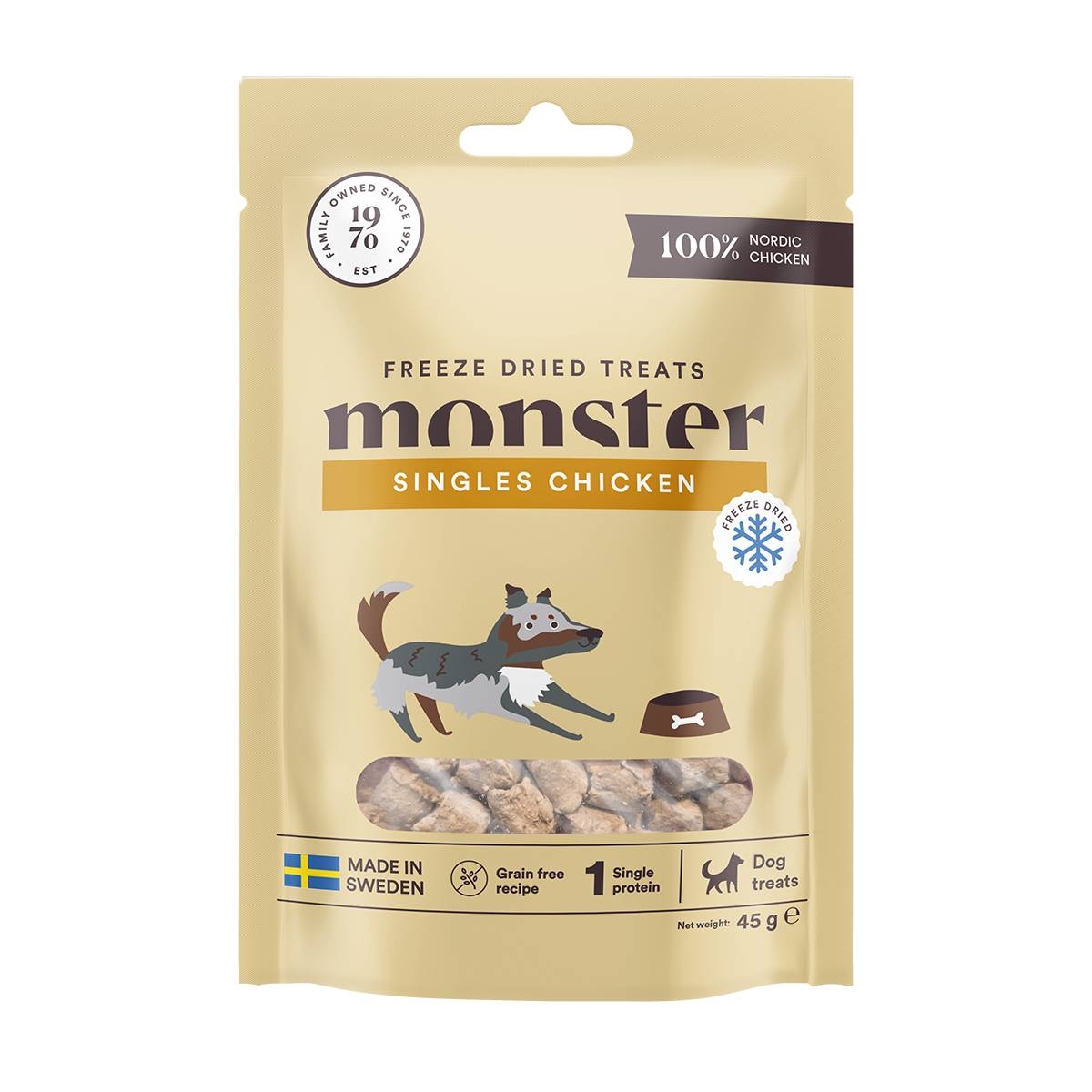 MONSTER liofilizēts gardums suņiem, vista, 45g - Produkta attēls