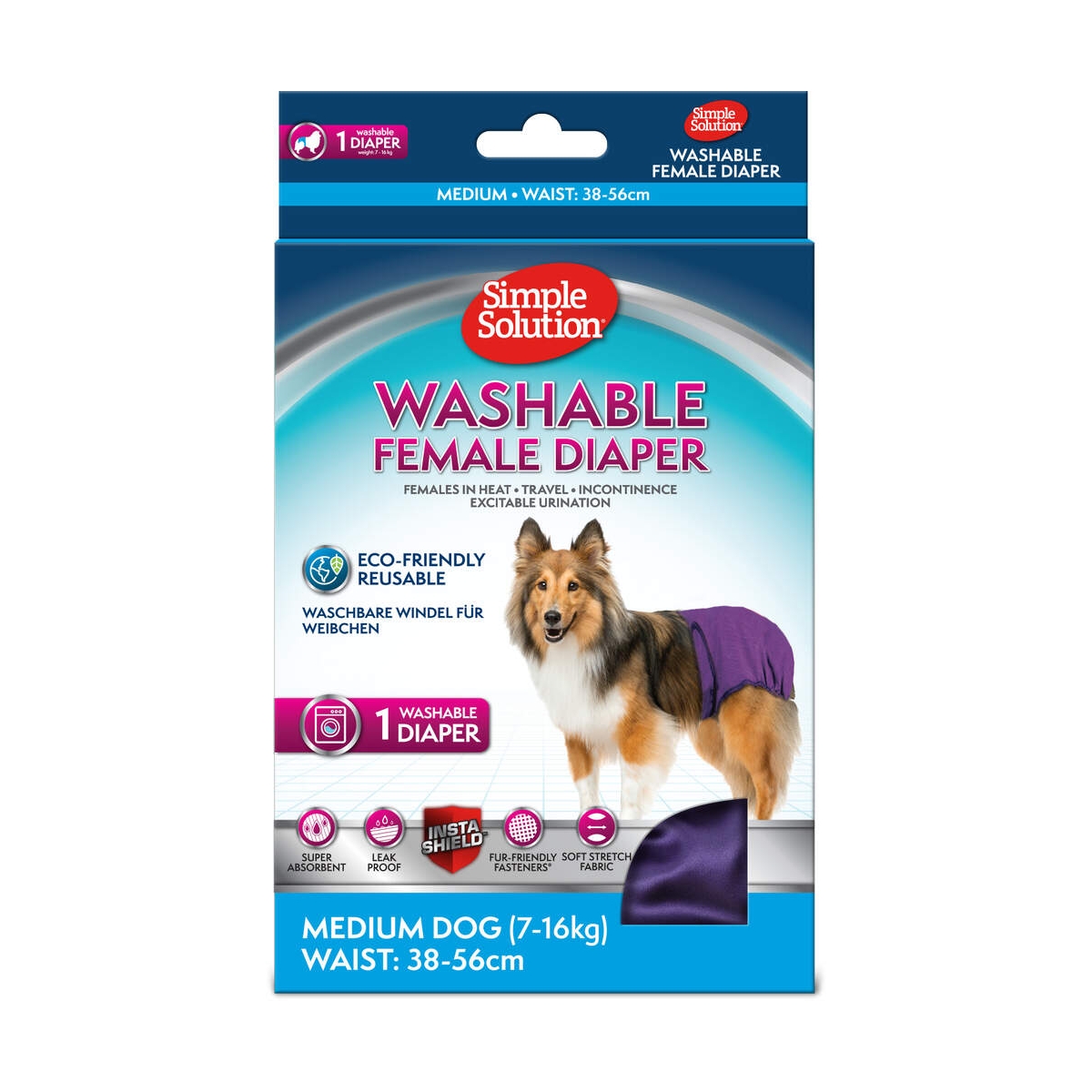 SIMPLE SOLUTION Autiņbiksītes suņu meitenēm, mazgājamas, M - Produkta attēls