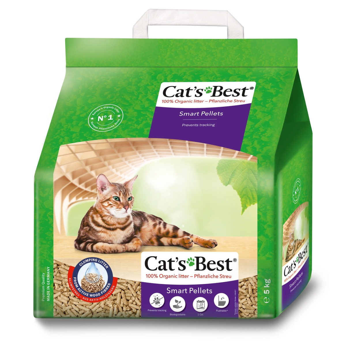 CAT'S BEST Smart Pellets pakaiši kaķu tualetei, 5kg/10 L - Produkta attēls
