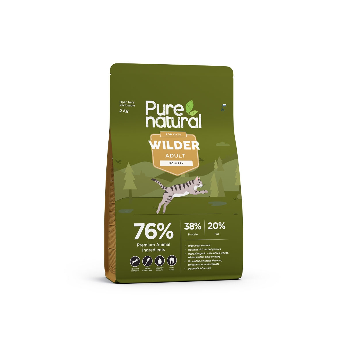 PURENATURAL Wilder sausā barība kaķiem, mājputni, 2kg - Produkta attēls