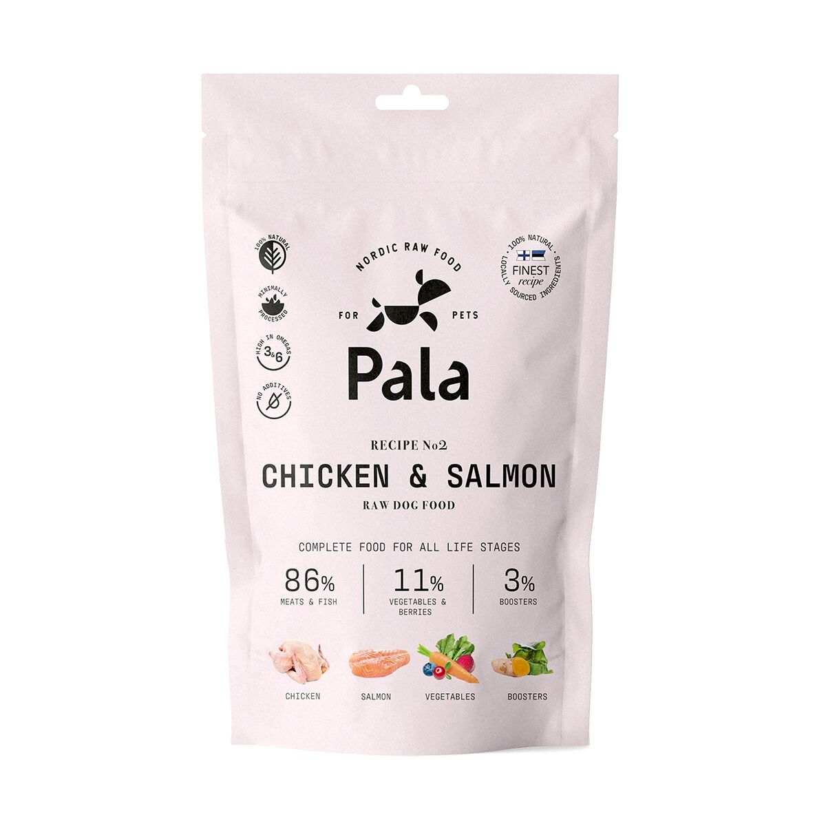PALA Raw Food sausā barība suņiem vista/lasis 100 g - Produkta attēls