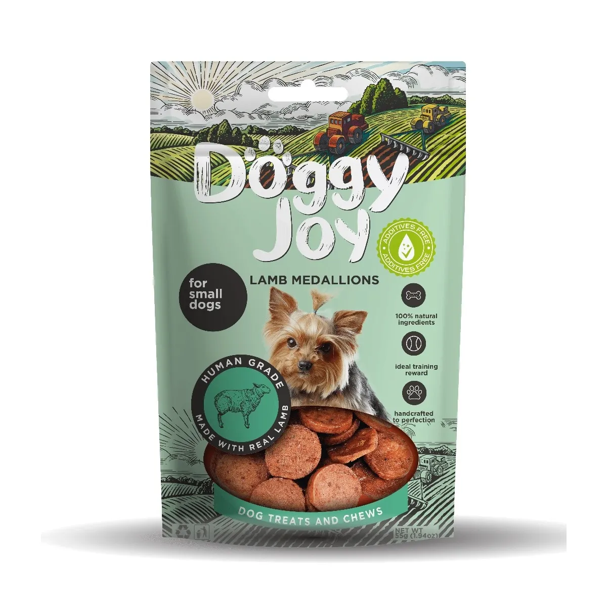 Doggy Joy jēra gaļas medaljoni mazo šķirņu suniem, 55g - Produkta attēls