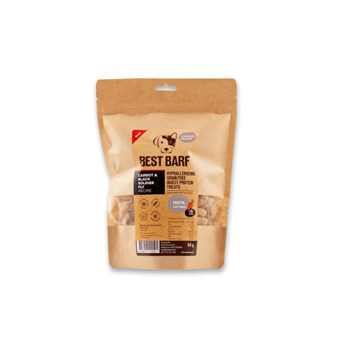 BEST BARF liofilizēts insektu proteīns/burkāns 100g - Produkta attēls