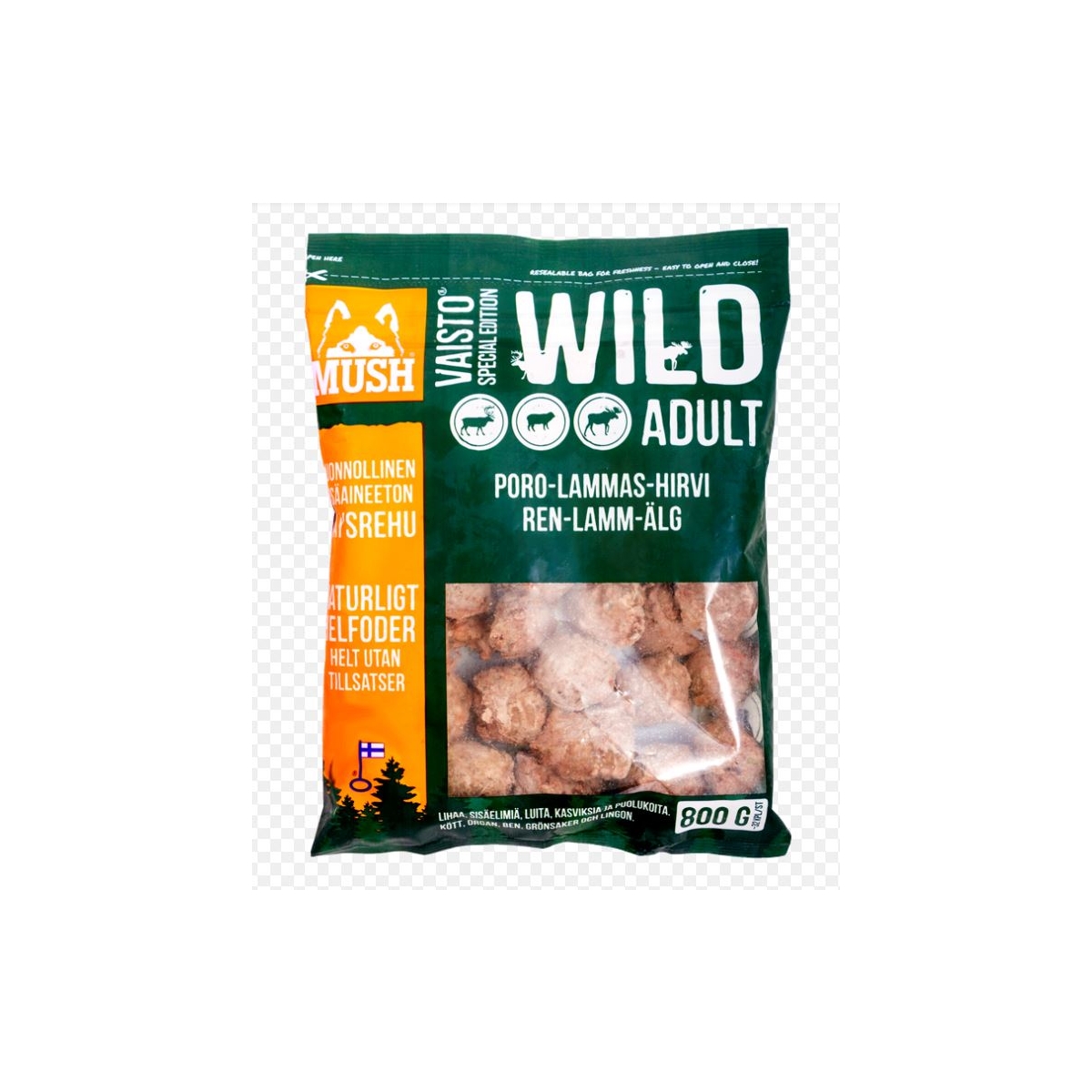 Mush Vaisto suņu barība ar brieža/jēra/alņa gaļu, 800 g - Produkta attēls