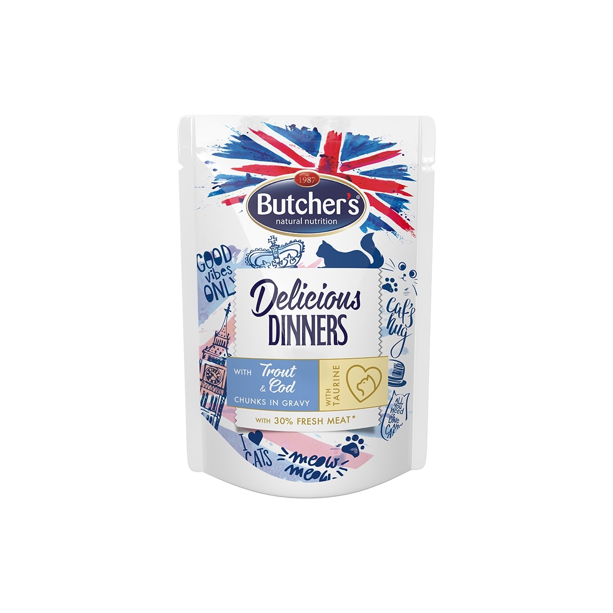 Butchers Delic. Dinner forele/menca kaķiem, 100 g - Produkta attēls