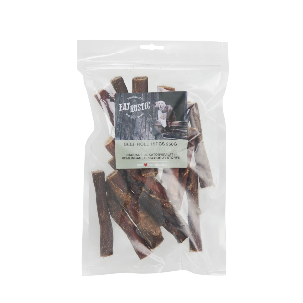 EAT RUSTIC gardumi suņiem, liellopa barības vads, 250g - Produkta attēls