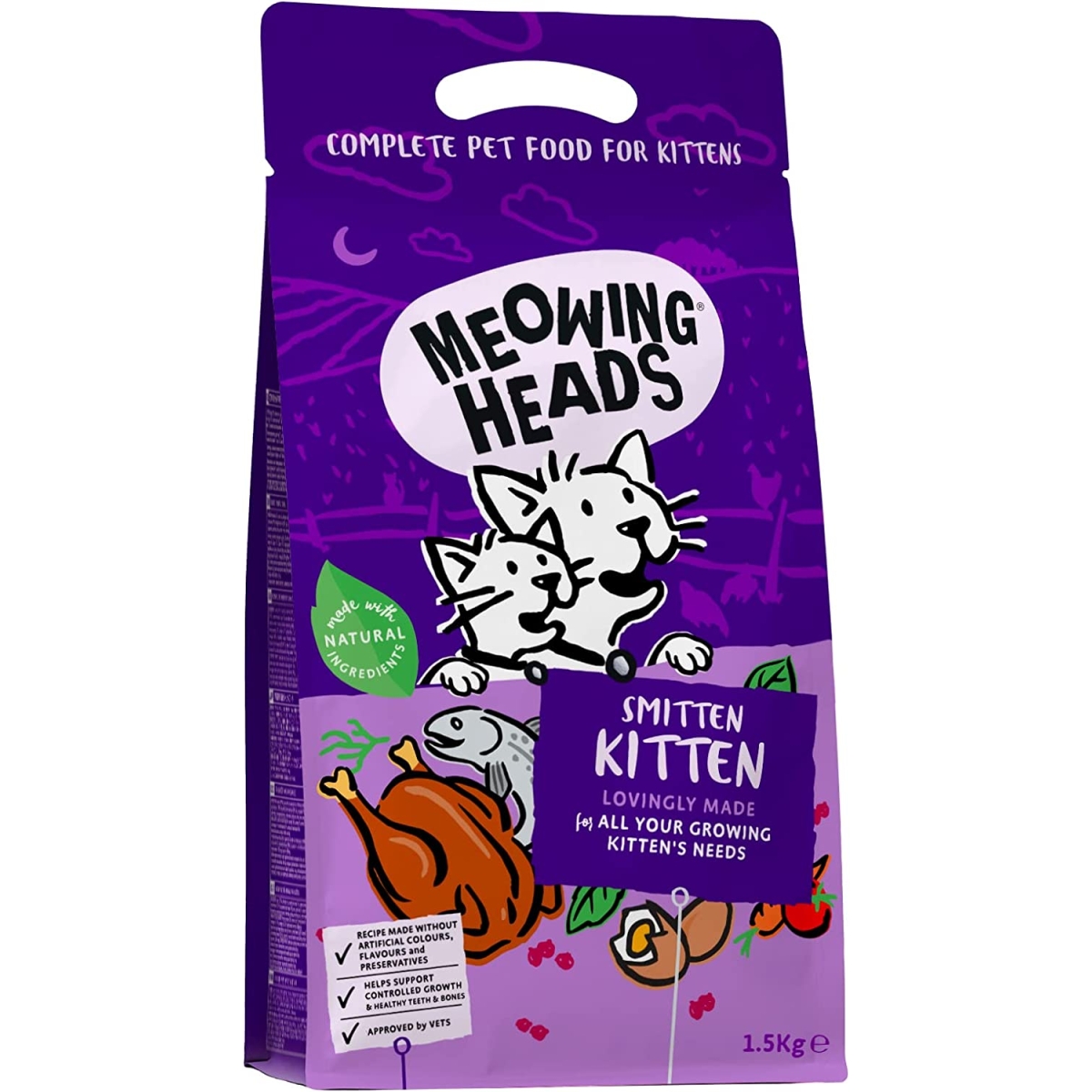 Meowing Heads kaķēnu sausā barība Smitten Kitten, 1,5 kg