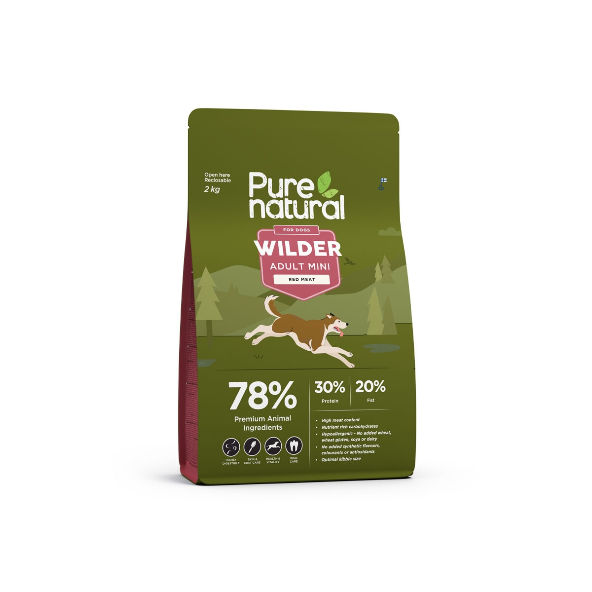 PURENATURAL Wilder Mini sausā barība suņiem, sarkanā gaļa,2kg - Produkta attēls