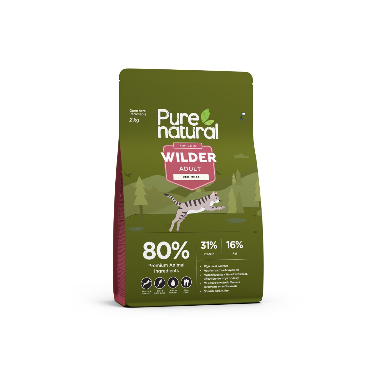 PURENATURAL Wilder sausā barība kaķiem, sarkanā gaļa, 2kg - Produkta attēls