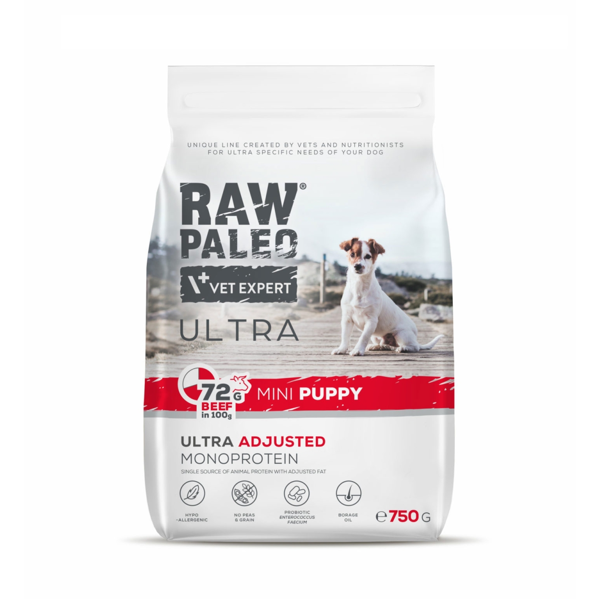 RAW PALEO Ultra Mini sausā barība kucēniem, liellops, 750g - Produkta attēls