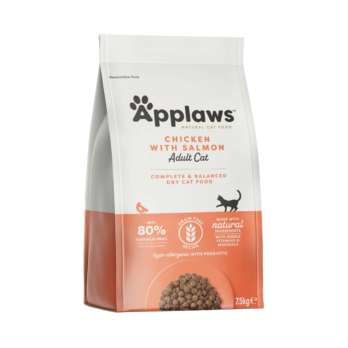 APPLAWS sausā barība pieaugušiem kaķiem, vista/lasis, 7,5kg - Produkta attēls