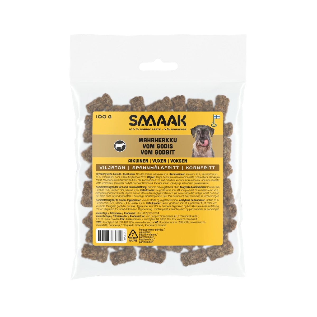 SMAAK gardumi suņiem, spēķes, 100g - Produkta attēls