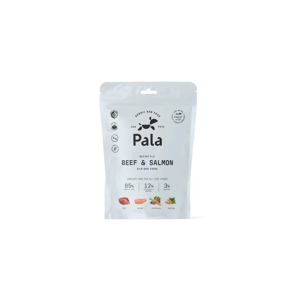 PALA Raw Food kaltēta svaigā barība suņiem, liellops/lasis 400g - Produkta attēls