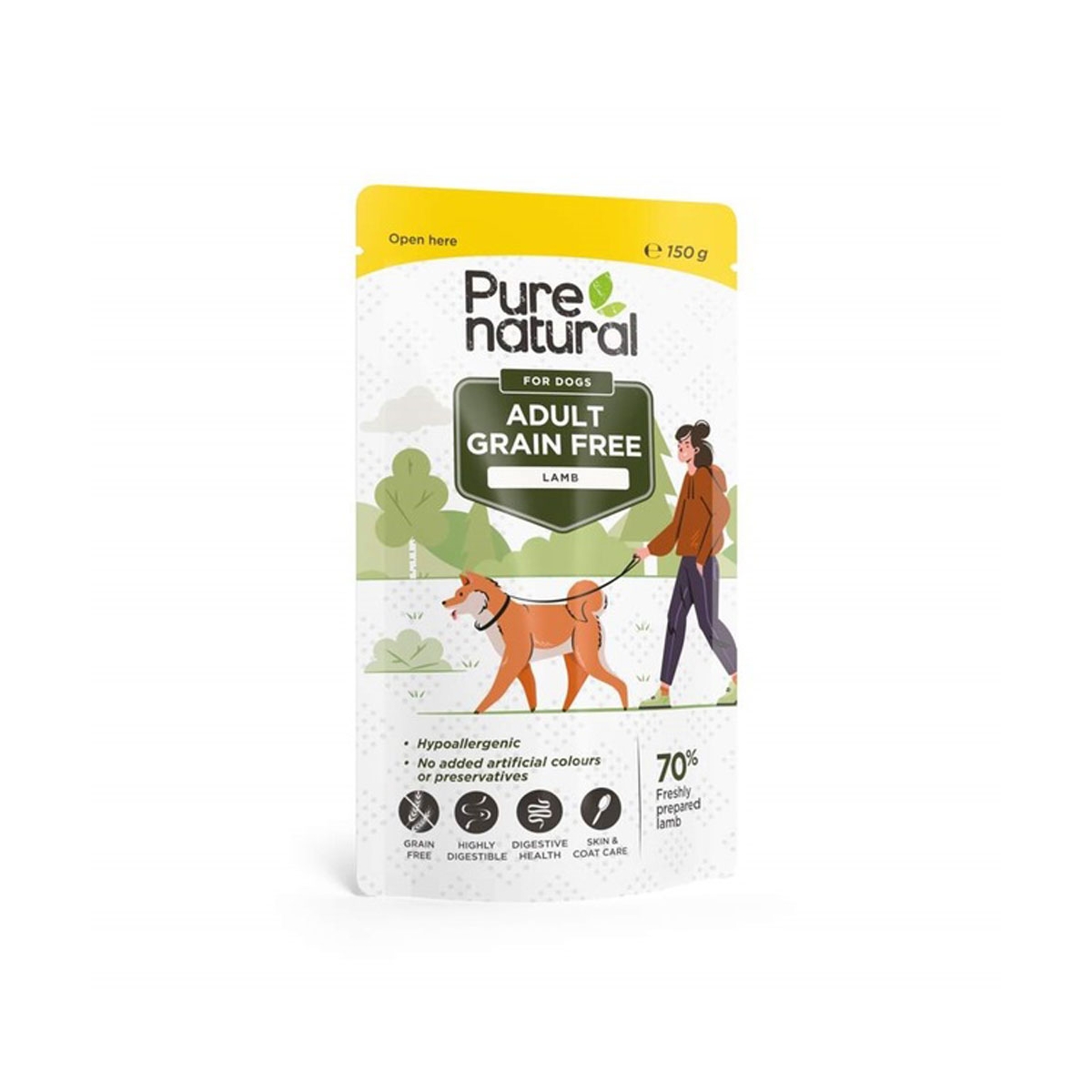 PURENATURAL Adult mitrā barība suņiem, jērs, 150g - Produkta attēls