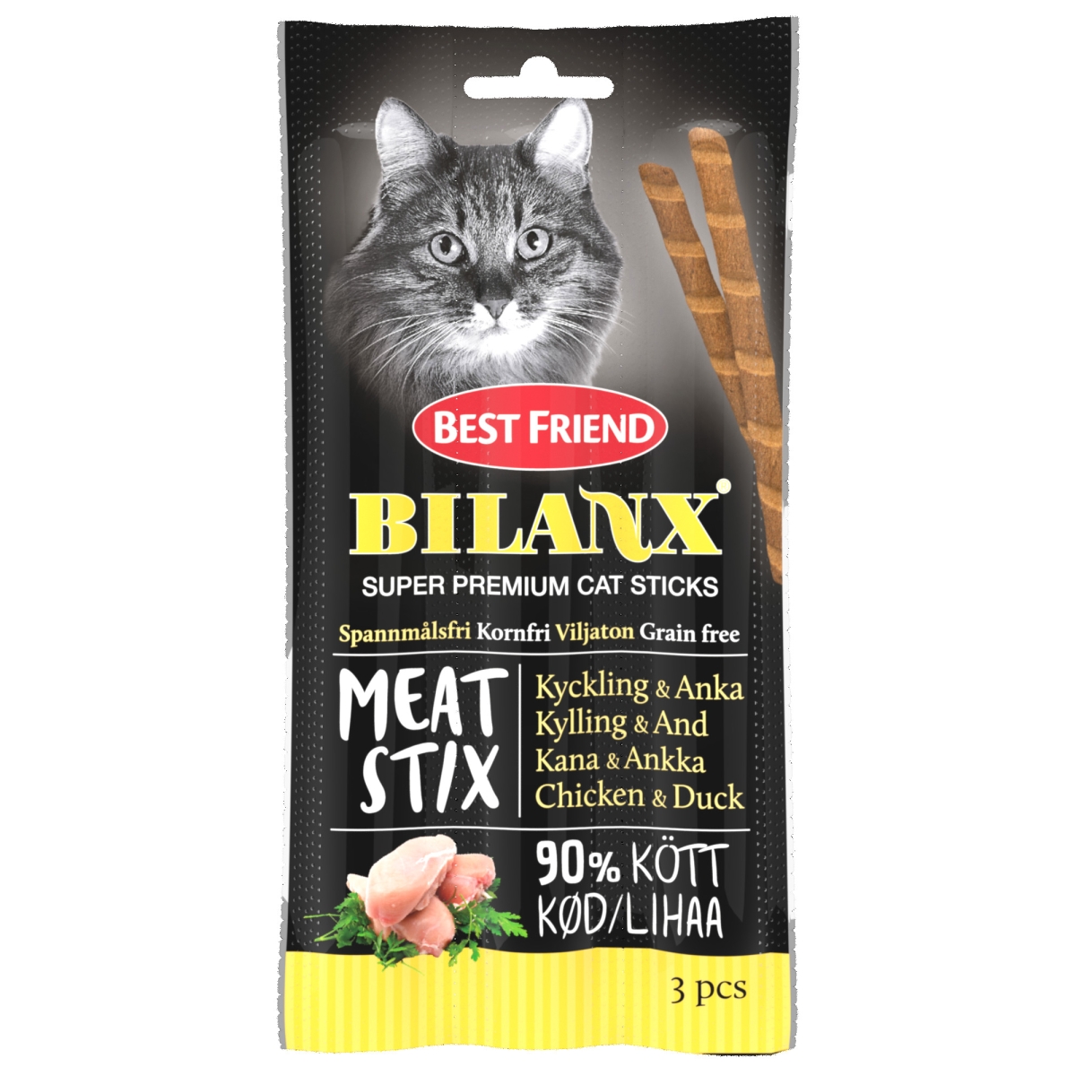 BF Bilanx Meat Stix gardums kaķiem, ar vistu 3 X 15 g - Produkta attēls