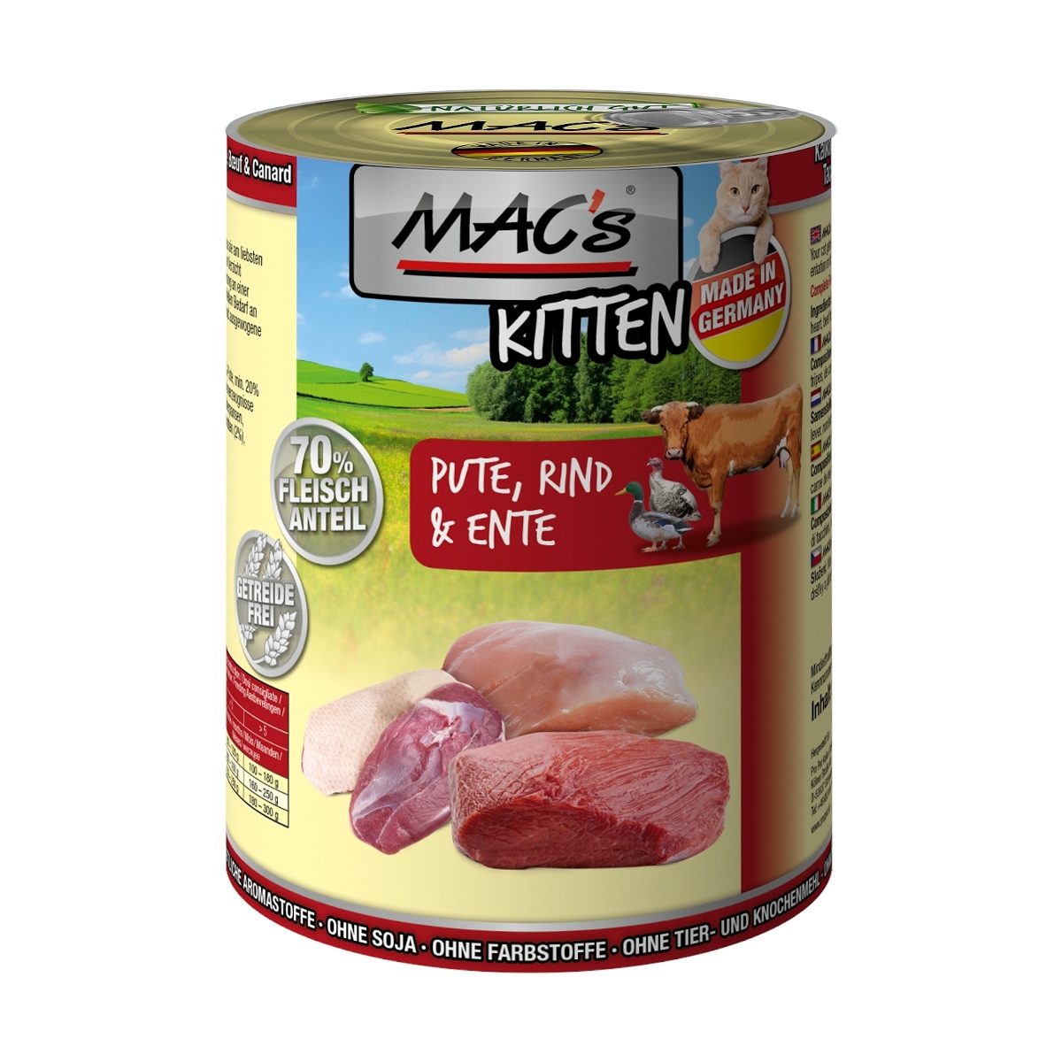 Mac's konservi kaķēniem ar tītaru,liellopu un pīli 400g - Produkta attēls