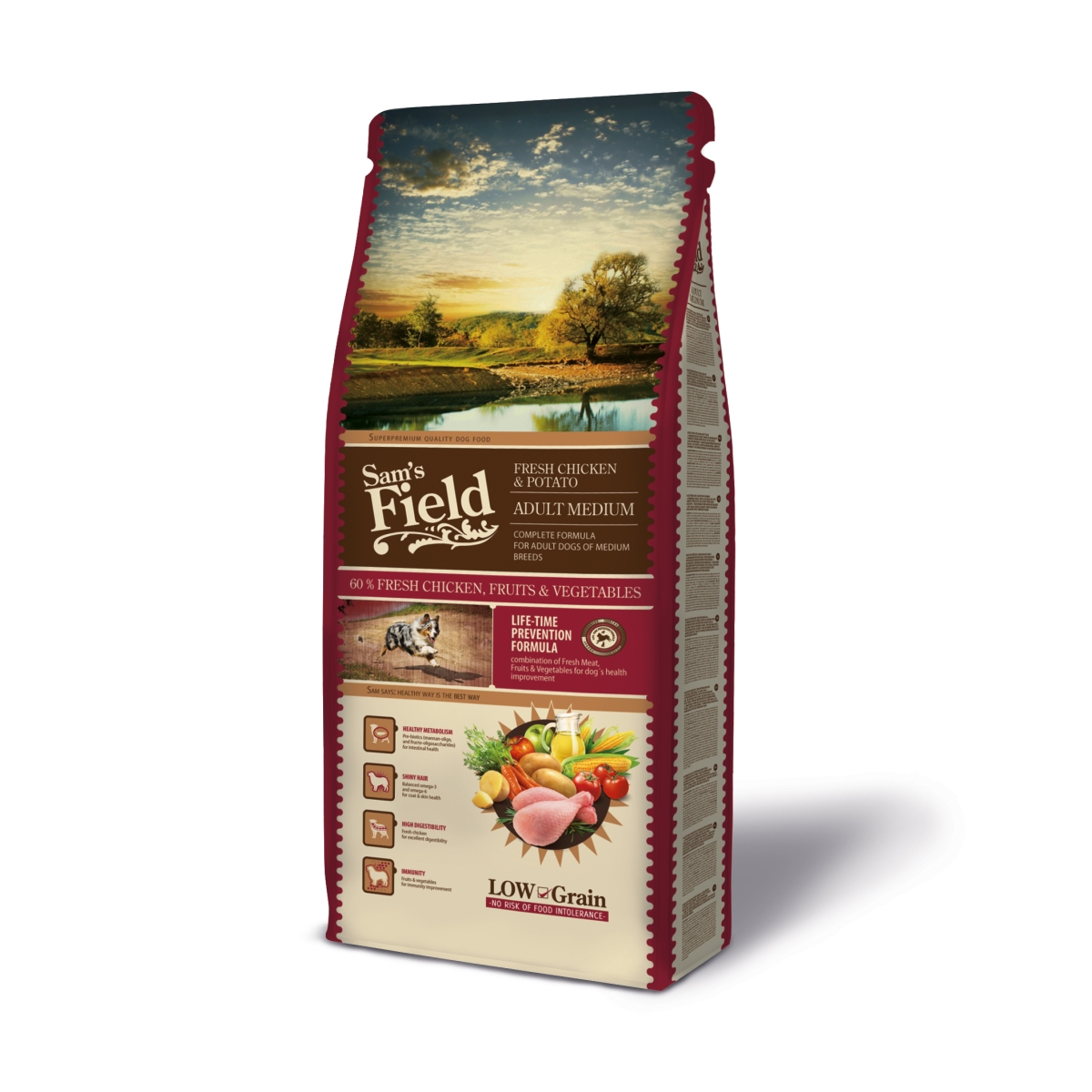 Sam's Field sausā barība vidējo šķirņu suņiem vista/kartupeļi13 kg - Produkta attēls