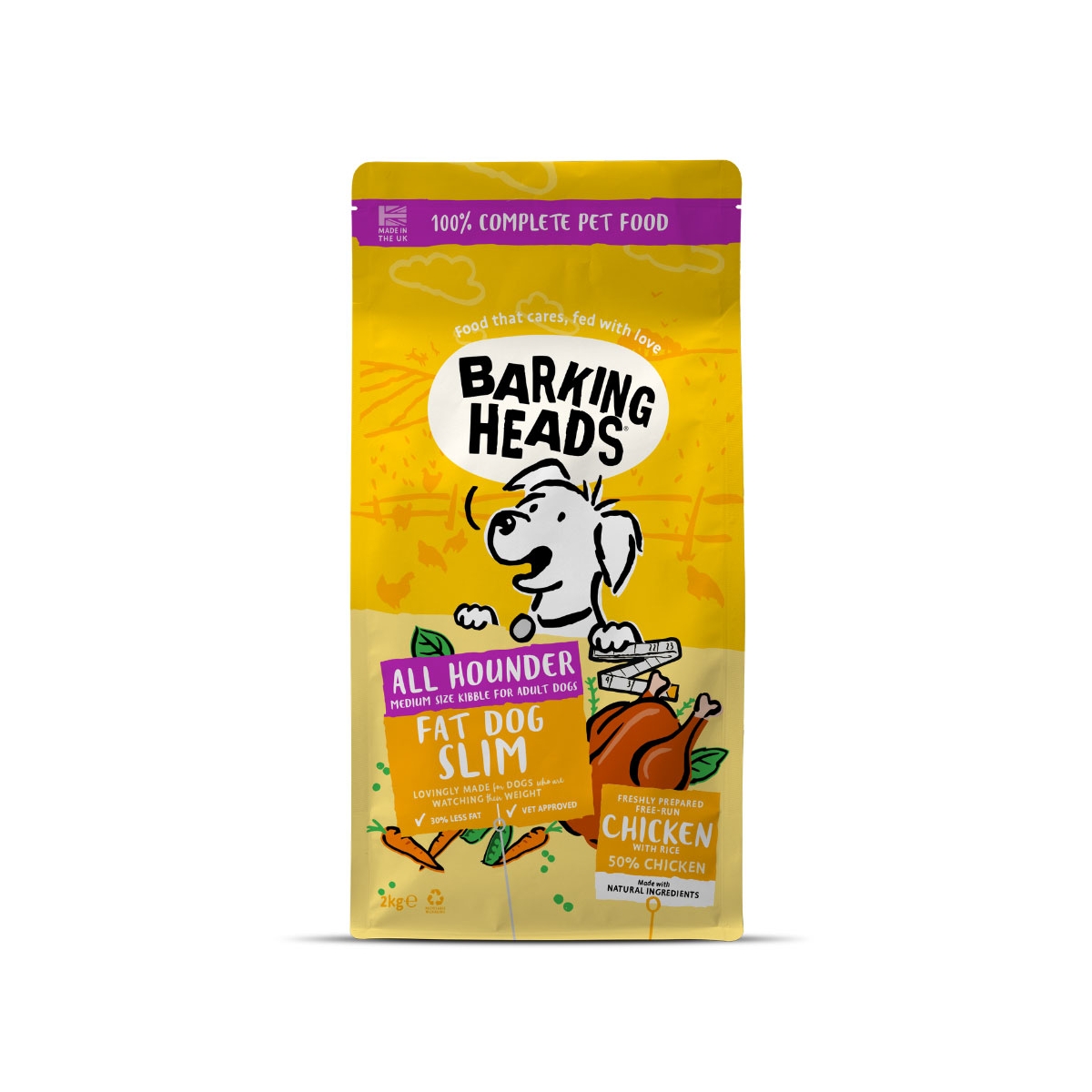 BARKING HEADS All Hounder Slim Chicken barība suņiem,vista, 2kg - Produkta attēls
