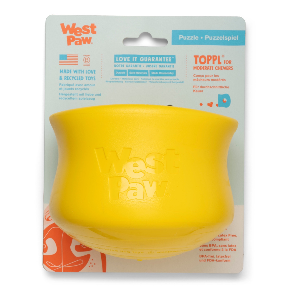 WEST PAW Toppl rotaļlieta suņiem, XL, dzeltena - Produkta attēls