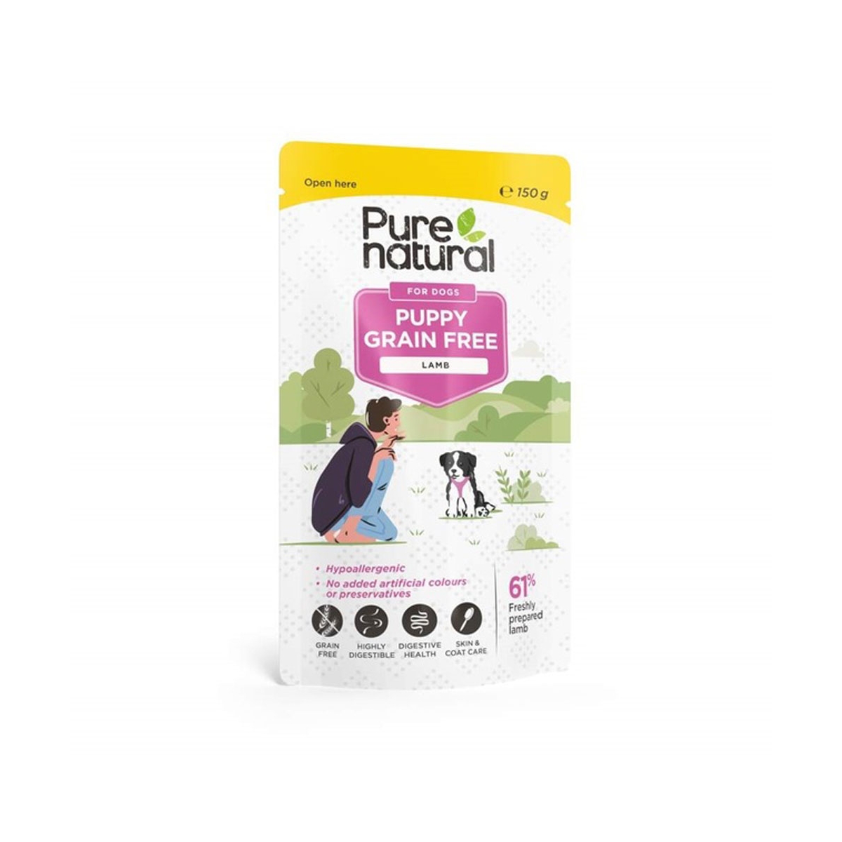 PURENATURAL mitrā barība kucēniem, jērs, 150g - Produkta attēls