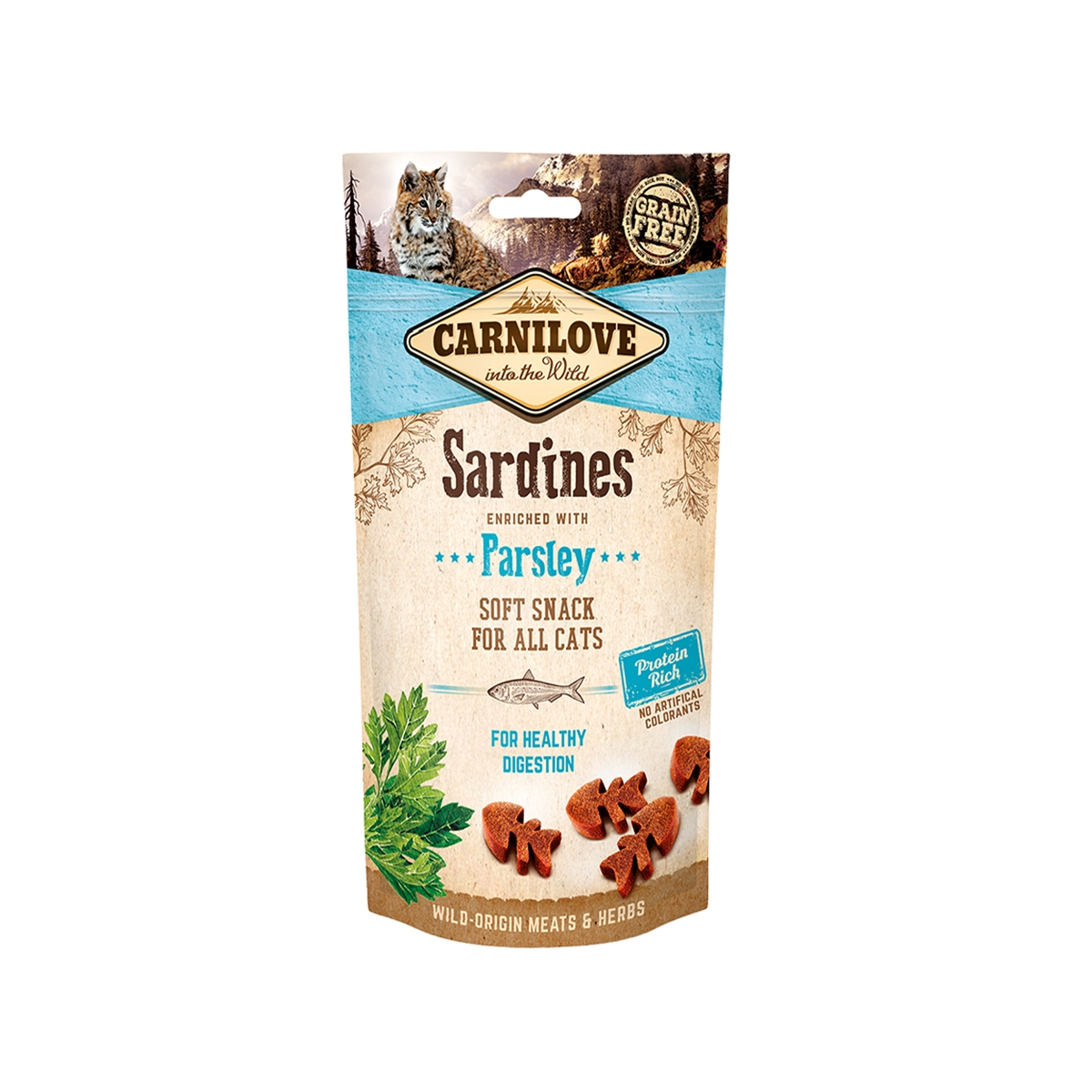 CARNILOVE kārums kaķiem ar sardīnēm un pētersīļiem 50g - Produkta attēls