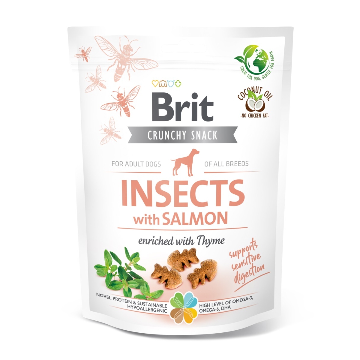 BRIT Crunchy gardumi suņiem, insekti/lasis, 200g - Produkta attēls