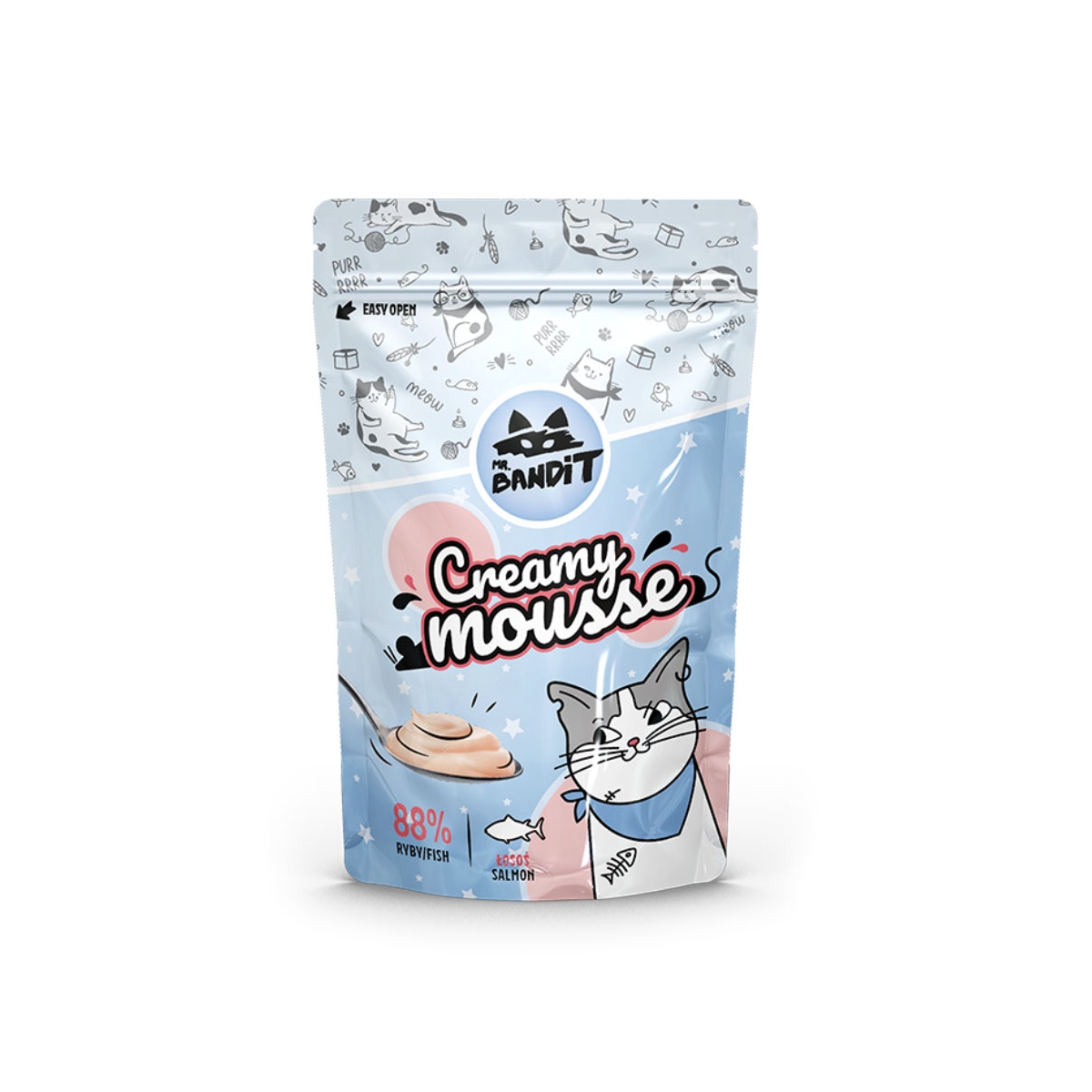 MR.BANDIT Creamy Mousse kaķiem, ar laša garšu, 60g - Produkta attēls