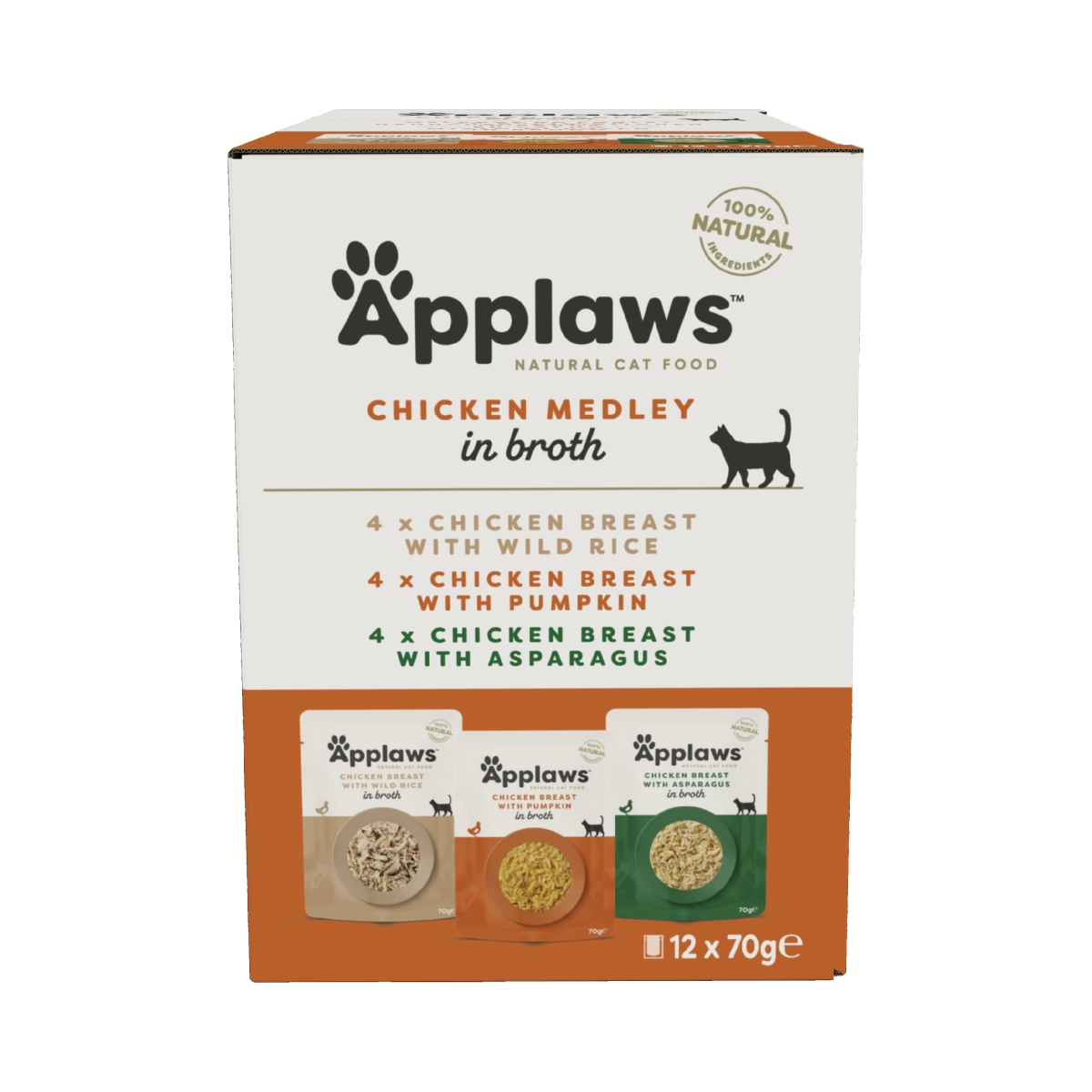 APPLAWS mitrās barības izlase ar vistas gaļu kaķiem, 12x70 g - Produkta attēls