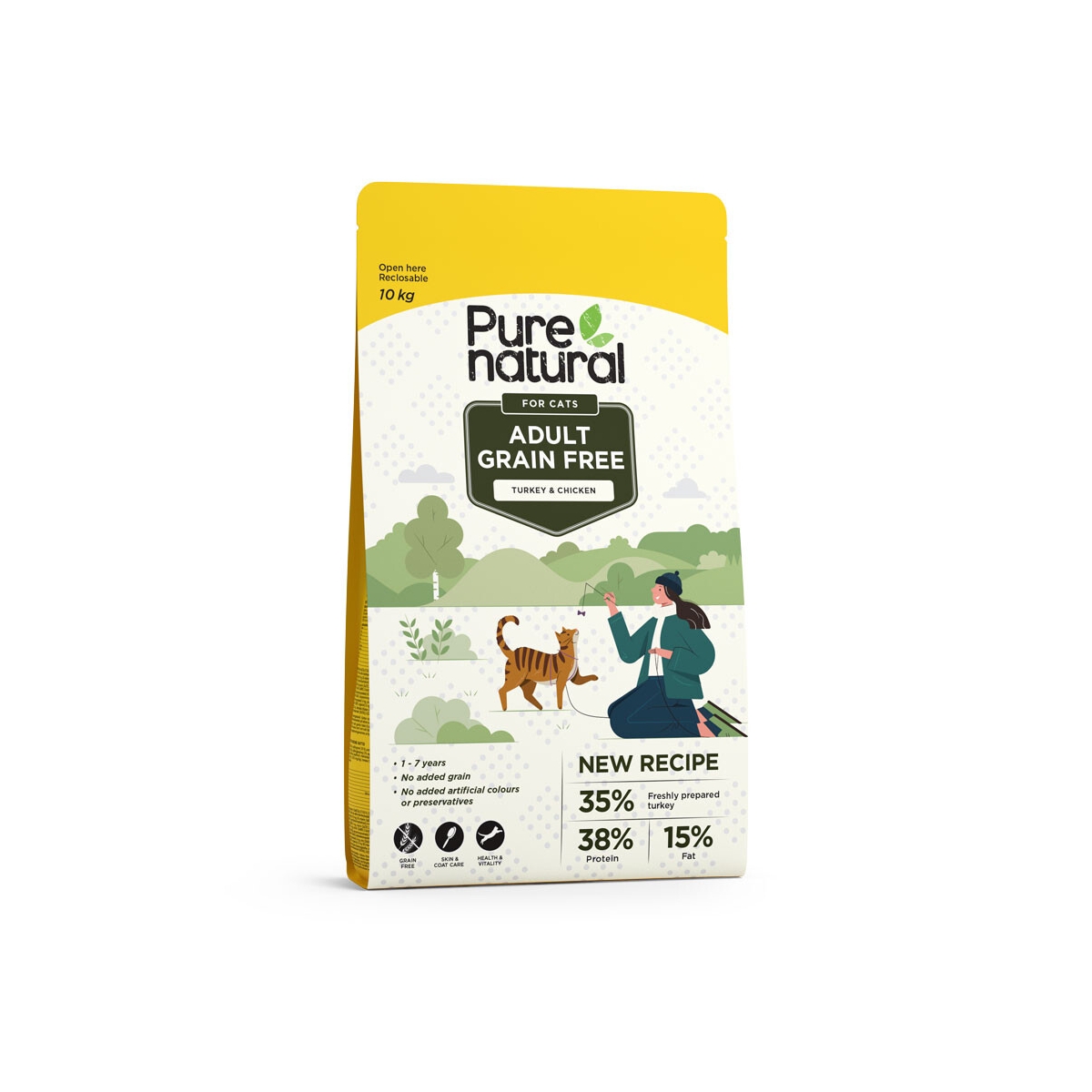 PURENATURAL sausā barība kaķiem, tītars/vista, 10kg - Produkta attēls