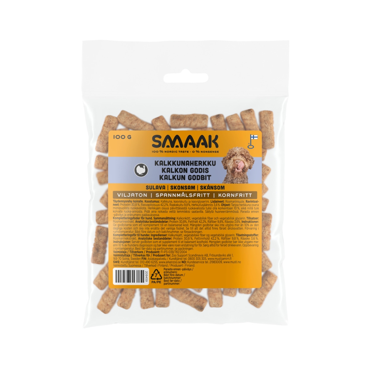 SMAAK gardumi suņiem, tītars, 100g - Produkta attēls