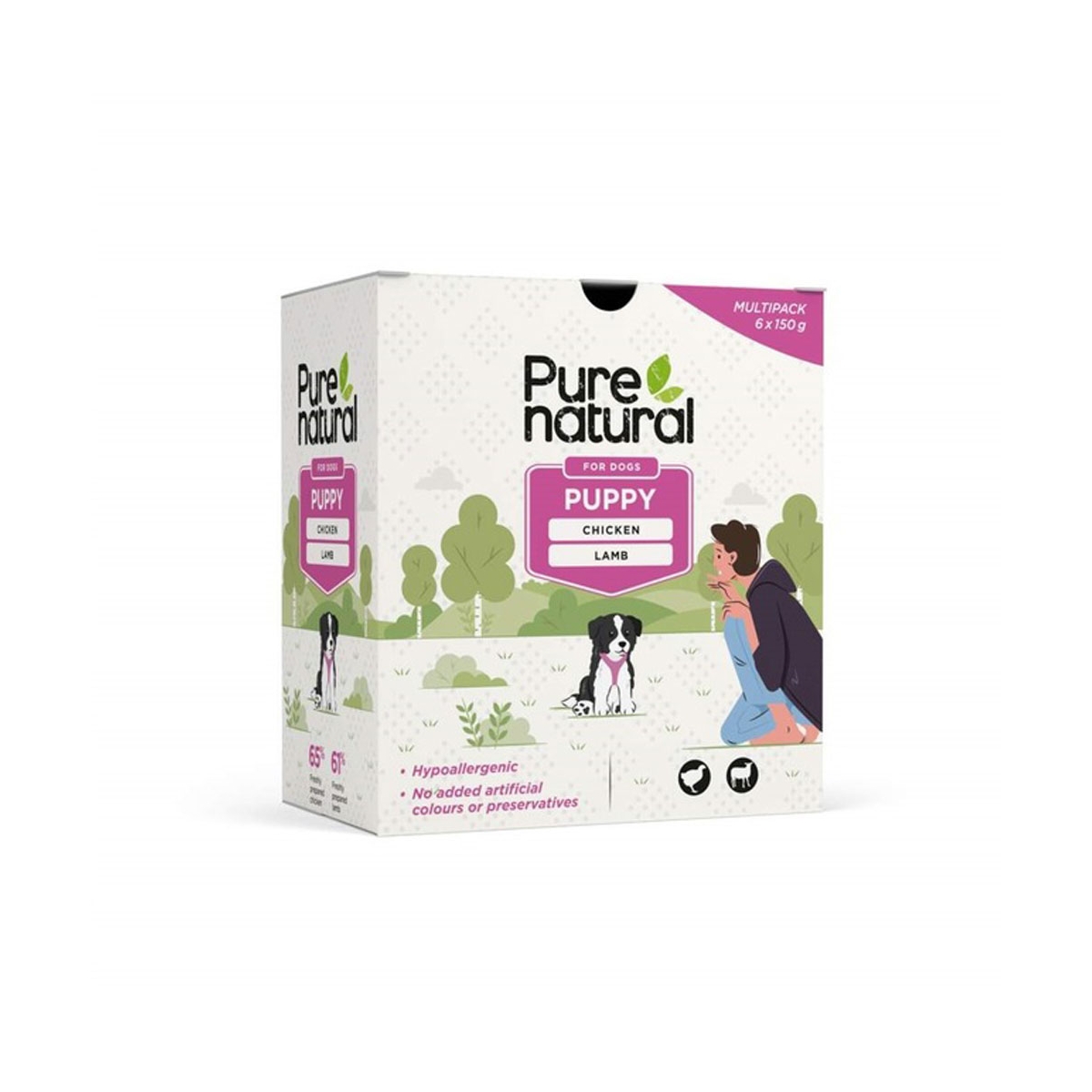 PURENATURAL Multipaka mitrā barība kucēniem, 6 x 150g - Produkta attēls