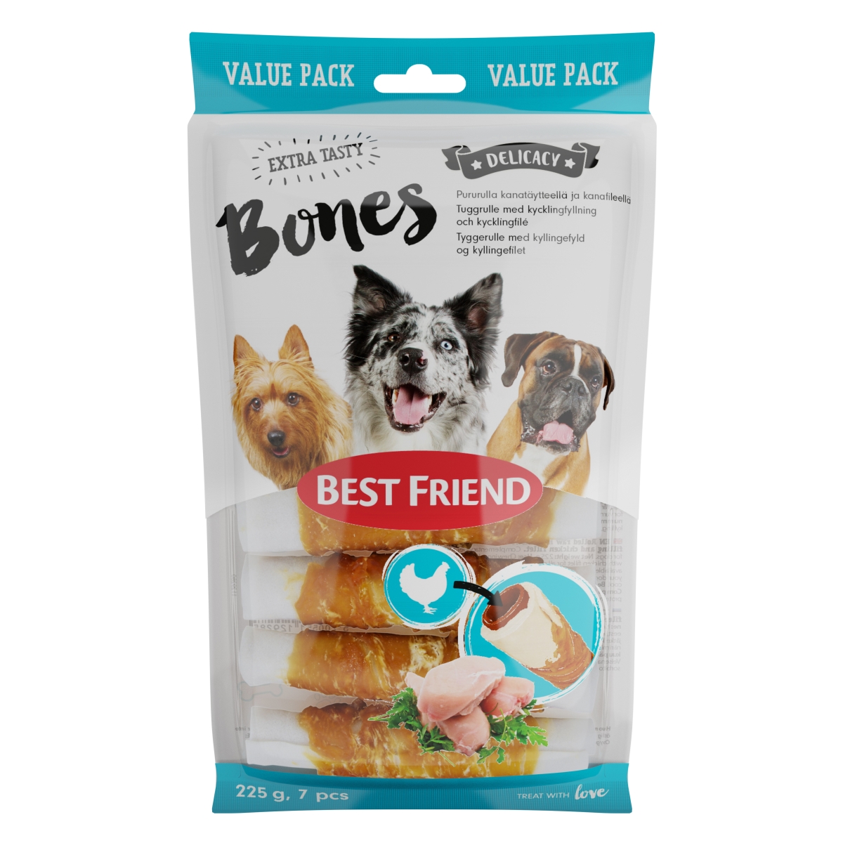Best Friend suņu uzkoda ar vistas fileju, 7 X 225 g - Produkta attēls