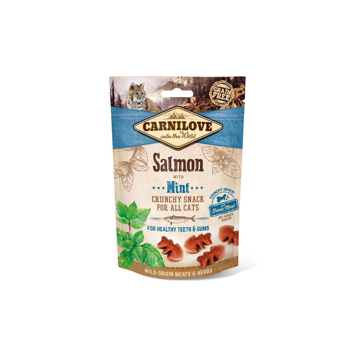 CARNILOVE gardumi kaķiem, lasis/piparmētra, 50g - Produkta attēls