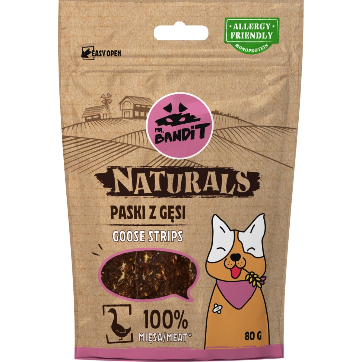 MR.BANDIT Naturals zoss gaļas sloksnītes 80g