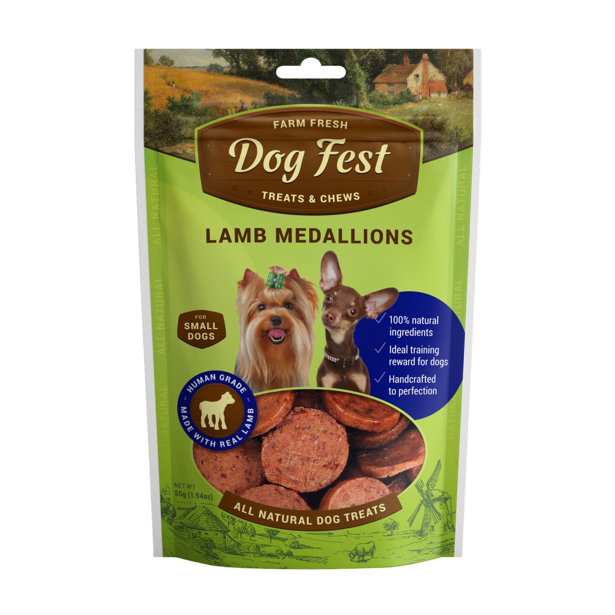 DOG FEST KOERA MAIUS MEDALJONID LAMBAGA MINI 55G - Produkta attēls