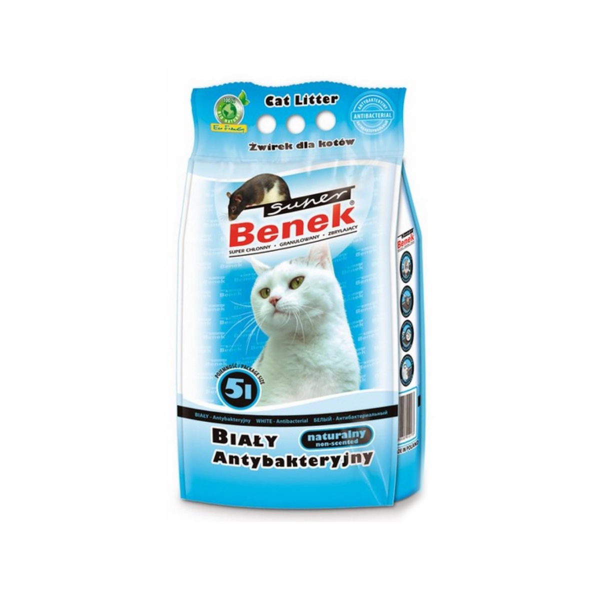 Certech Benek Pers Antibacterial smiltis kaķu tualetei, 5 L - Produkta attēls