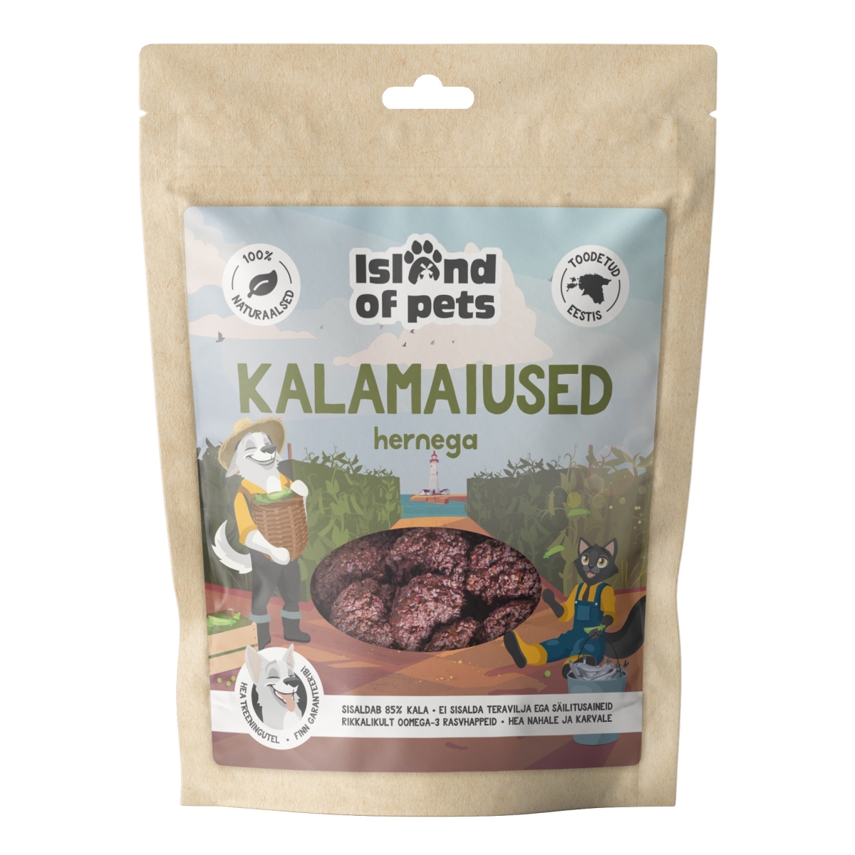 ISLAND OF PETS zivju gardumi suņiem ar zirņiem 80g - Produkta attēls